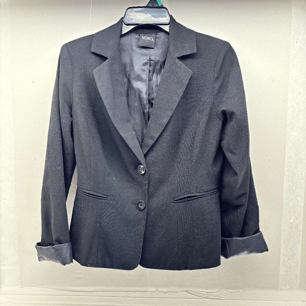 XOXO Size Medium Two Button Black Blazer Ladies‎ Sport Coat Jacket